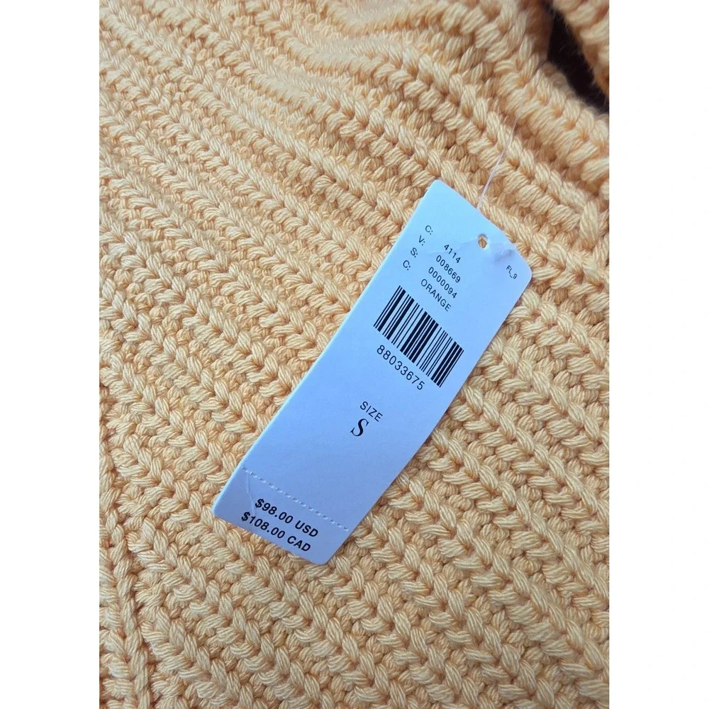 Maeve Anthropologie Orange Chunky Shaker Knit V-Neck Sweater Small NWT